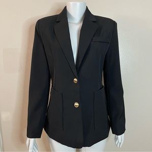 Black single breasted lapel collar womens blazer